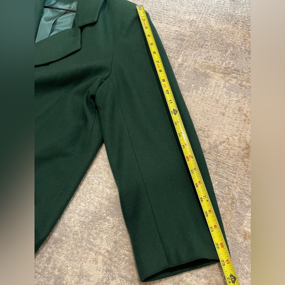VTG 50’s-60’s Ruby Martin 100% Wool Emerald Green Lined Trench Coat Size 16P USA - Picture 10 of 15